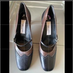 CARLO ALBERTO MADE IN ITALY BLACK BROWN LEATHER PUMPS SHOES SIZE 8 1/2 M
